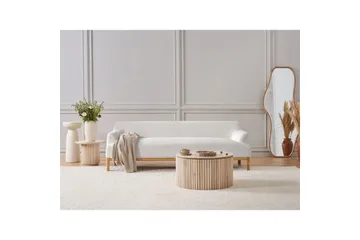 3-sitssoffa Beliani Sosjo Beige, ljust trä White||Light colored wood - Møbler - Sofaer - 3 seter sofa