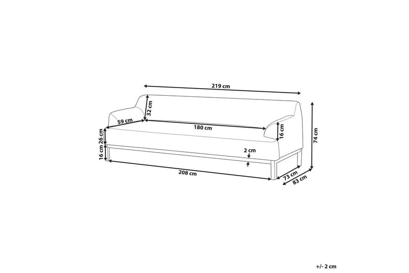 3-sitssoffa Beliani Sosjo Beige, ljust trä White||Light colored wood - Møbler - Sofaer - 3 seter sofa