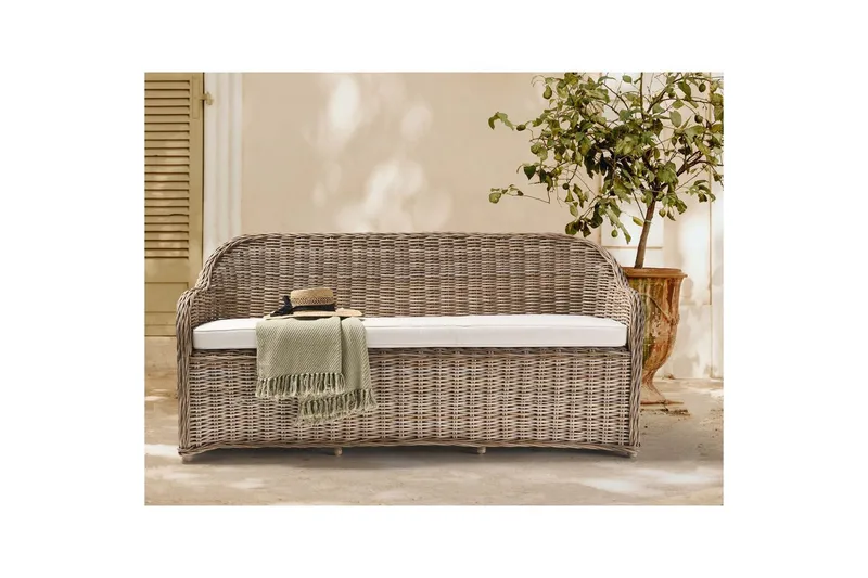 3-sitssoffa Beliani Susua Nature||White - Hagemøbler & utemiljø - Loungemøbler - Loungesofaer