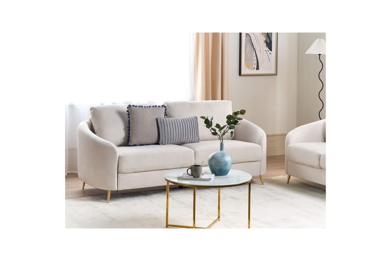 3-sitssoffa Beliani Trosa Beige, guld Beige||GOLD - Møbler - Sofaer - 3 seter sofa