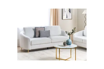 3-sitssoffa Beliani Trosa Beige, guld White - Møbler - Sofaer - 3 seter sofa