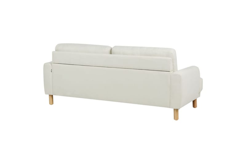 3-sitssoffa Beliani Tuve Beige, ljust trä, Bouclé Offwhite||Light colored wood - Møbler - Sofaer - 3 seter sofa