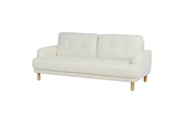 3-sitssoffa Beliani Tuve Beige, ljust trä, Bouclé Offwhite||Light colored wood - Møbler - Sofaer - 3 seter sofa