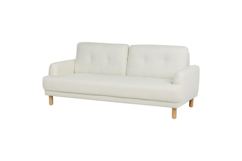 3-sitssoffa Beliani Tuve Beige, ljust trä, Bouclé Offwhite||Light colored wood - Møbler - Sofaer - 3 seter sofa