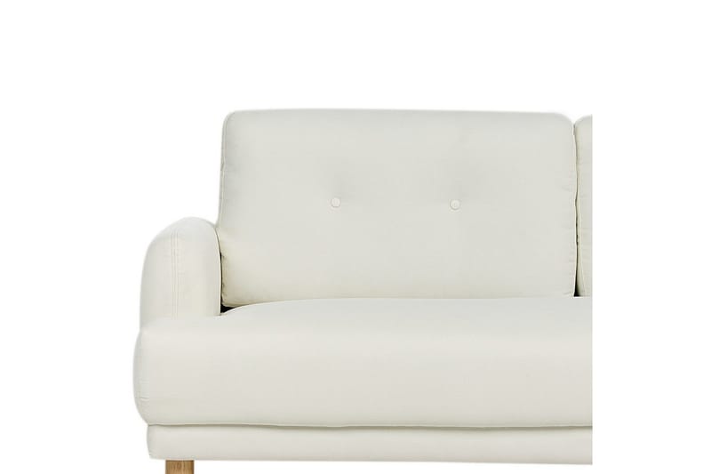 3-sitssoffa Beliani Tuve Beige, ljust trä, Bouclé Offwhite||Light colored wood - Møbler - Sofaer - 3 seter sofa