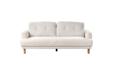3-sitssoffa Beliani Tuve Beige, ljust trä, Bouclé White||Light colored wood - Møbler - Sofaer - 3 seter sofa