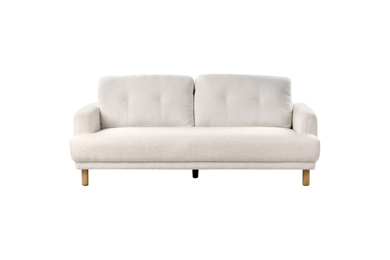 3-sitssoffa Beliani Tuve Beige, ljust trä, Bouclé White||Light colored wood - Møbler - Sofaer - 3 seter sofa