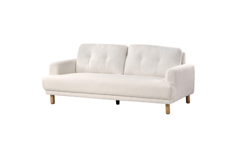3-sitssoffa Beliani Tuve Beige, ljust trä, Bouclé White||Light colored wood - Møbler - Sofaer - 3 seter sofa
