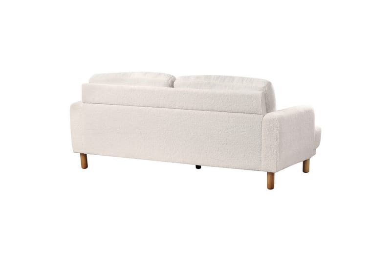 3-sitssoffa Beliani Tuve Beige, ljust trä, Bouclé White||Light colored wood - Møbler - Sofaer - 3 seter sofa