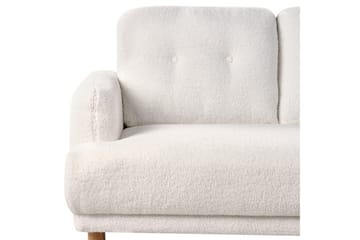 3-sitssoffa Beliani Tuve Beige, ljust trä, Bouclé White||Light colored wood - Møbler - Sofaer - 3 seter sofa