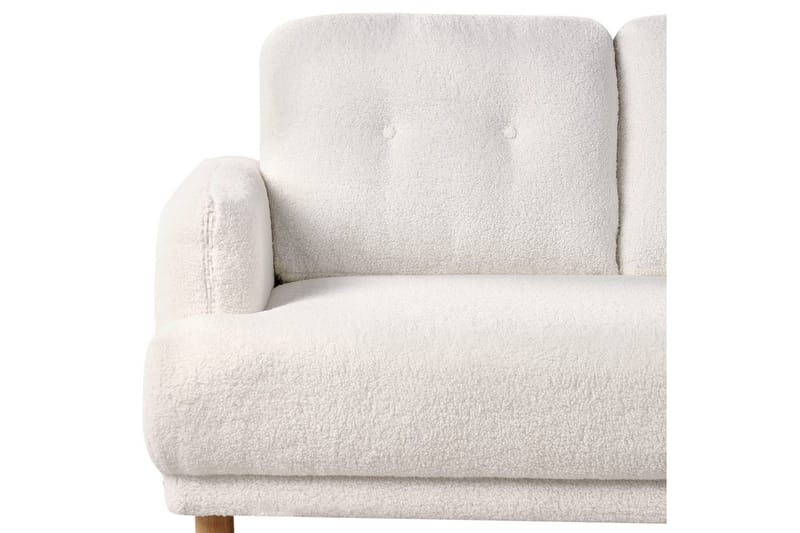 3-sitssoffa Beliani Tuve Beige, ljust trä, Bouclé White||Light colored wood - Møbler - Sofaer - 3 seter sofa