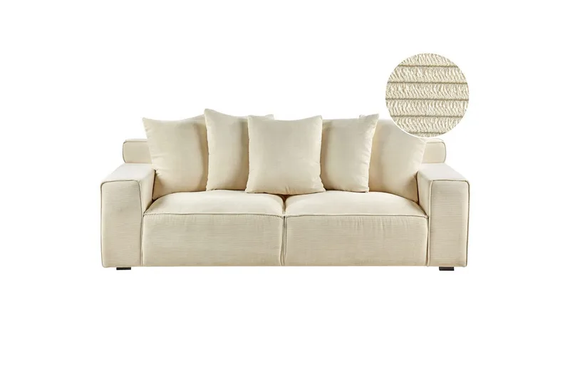 3-sitssoffa Beliani Viskan Beige, Manchestertyg Beige