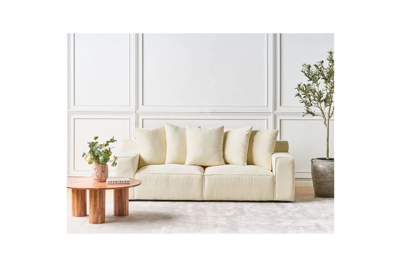 3-sitssoffa Beliani Viskan Beige, Manchestertyg Beige - Møbler - Sofaer - 3 seter sofa