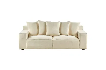 3-sitssoffa Beliani Viskan Beige, Manchestertyg NO_BRAND Beige - Møbler - Sofaer - 3 seter sofa