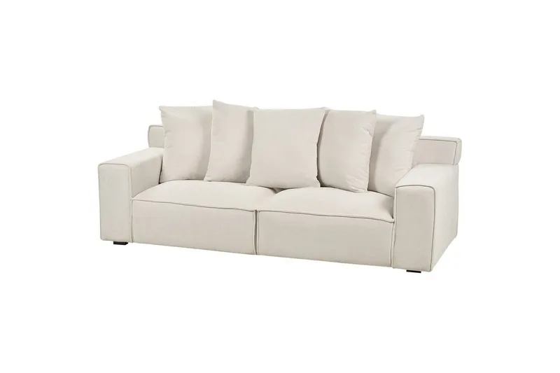 3-sitssoffa Beliani Viskan Beige, Manchestertyg NO_BRAND White - Møbler - Sofaer - 3 seter sofa