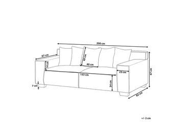 3-sitssoffa Beliani Viskan Beige, Manchestertyg NO_BRAND White - Møbler - Sofaer - 3 seter sofa
