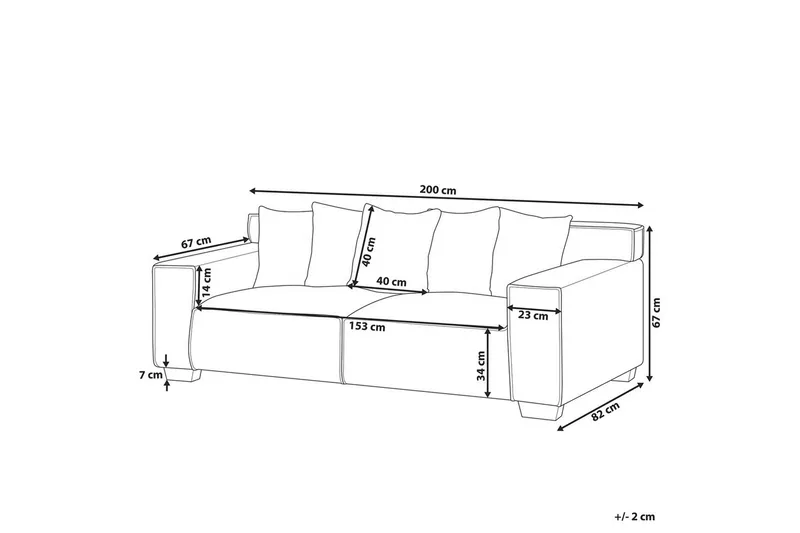 3-sitssoffa Beliani Viskan Beige, Manchestertyg NO_BRAND White - Møbler - Sofaer - 3 seter sofa