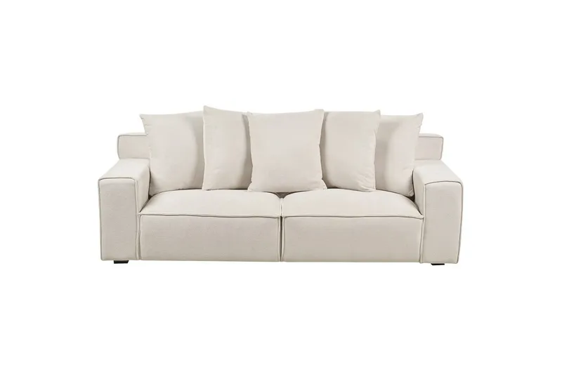 3-sitssoffa Beliani Viskan Beige, Manchestertyg NO_BRAND White