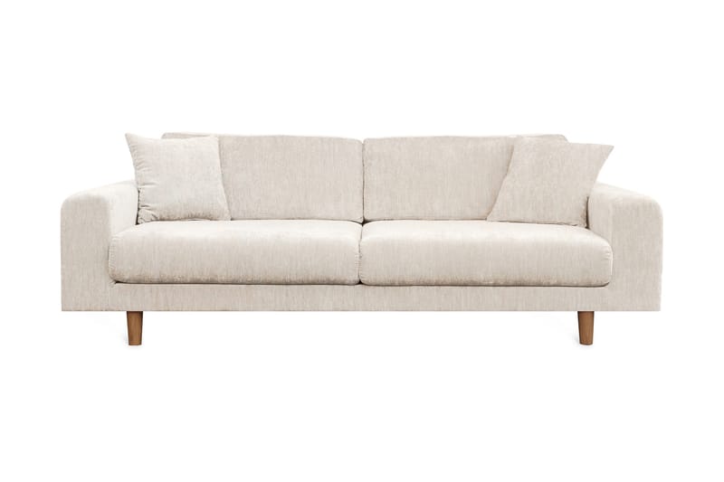4-seters Fløyelssofa Sarnon - Beige / Eik - Møbler - Sofaer - 4 seter sofa