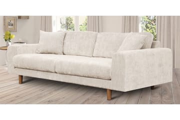4-seters Fløyelssofa Sarnon - Beige / Eik - Møbler - Sofaer - 4 seter sofa