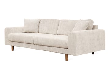 4-seters Fløyelssofa Sarnon - Beige / Eik - Møbler - Sofaer - 4 seter sofa