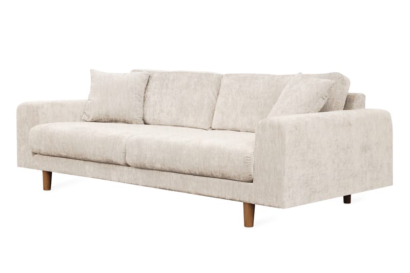 4-seters Fløyelssofa Sarnon - Beige / Eik - Møbler - Sofaer - 4 seter sofa