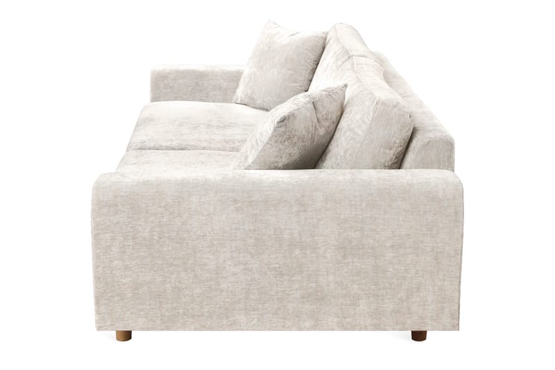 4-seters Fløyelssofa Sarnon - Beige / Eik - Møbler - Sofaer - 4 seter sofa