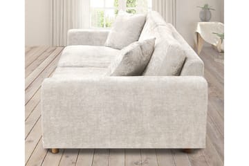4-seters Fløyelssofa Sarnon - Beige / Eik - Møbler - Sofaer - 4 seter sofa