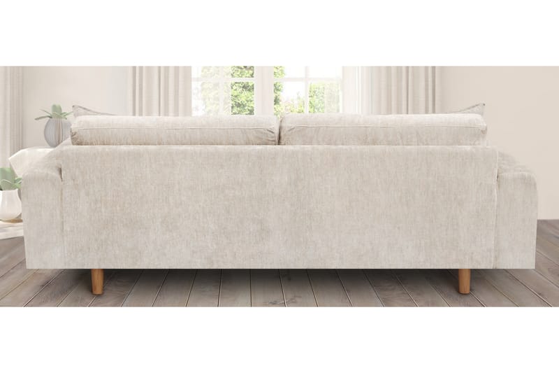 4-seters Fløyelssofa Sarnon - Beige / Eik - Møbler - Sofaer - 4 seter sofa