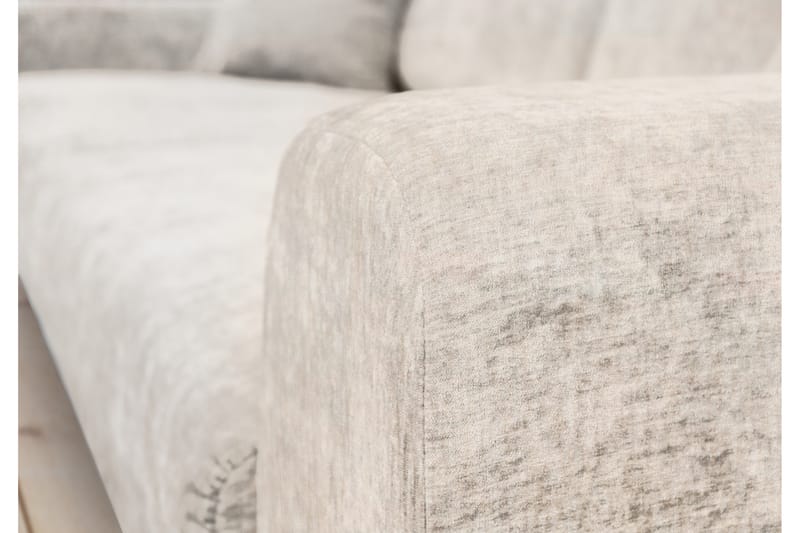 4-seters Fløyelssofa Sarnon - Beige / Eik - Møbler - Sofaer - 4 seter sofa