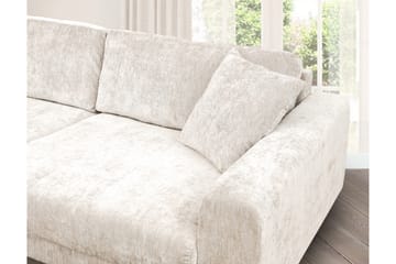 4-seters Fløyelssofa Sarnon - Beige / Eik - Møbler - Sofaer - 4 seter sofa