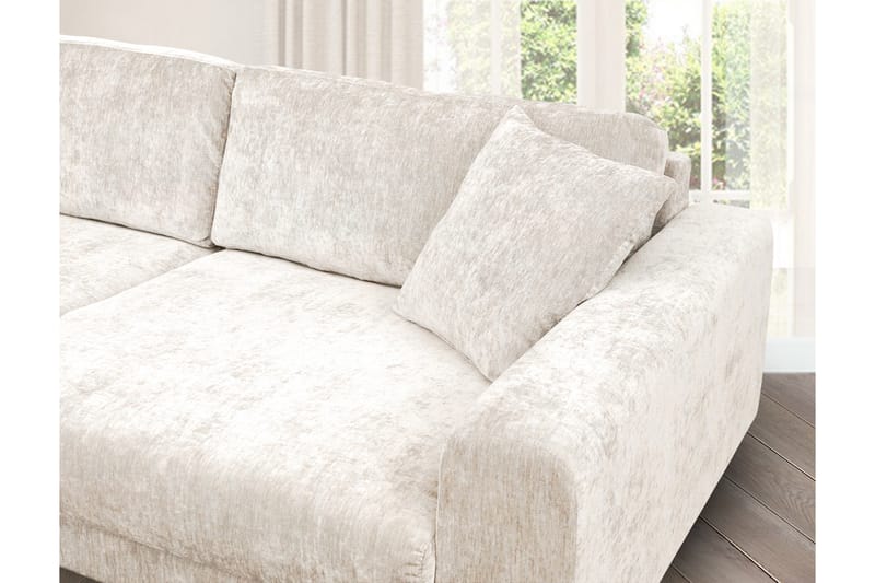 4-seters Fløyelssofa Sarnon - Beige / Eik - Møbler - Sofaer - 4 seter sofa