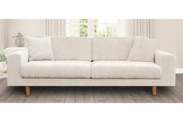 4-seters Fløyelssofa Sarnon - Beige / Eik - Møbler - Sofaer - 4 seter sofa