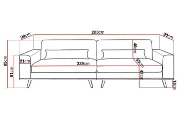 Copenhagen 4-seters Fløyelssofa - Kremhvit - Møbler - Sofaer - 4 seter sofa