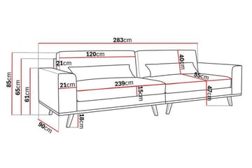 Copenhagen 4-seters Sofa i Kunstlær - Brun - Møbler - Sofaer - 4 seter sofa