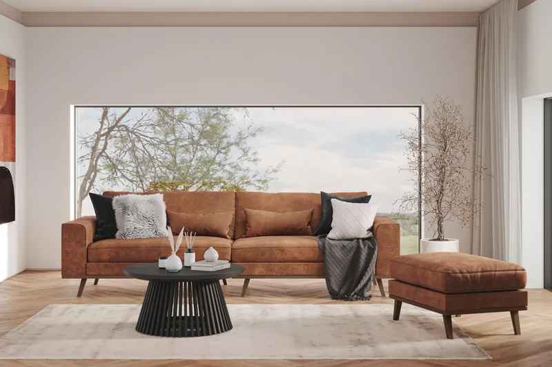 Copenhagen 4-seters Sofa i Kunstlær - Brun - Møbler - Sofaer - 4 seter sofa