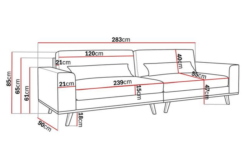 Copenhagen 4-seters Stoffsofa - Hvit - Møbler - Sofaer - 4 seter sofa