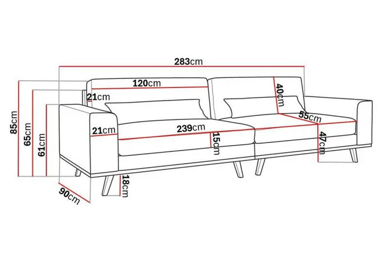 Copenhagen 4-seters Stoffsofa - Lys grå - Møbler - Sofaer - 4 seter sofa