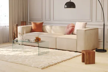 Cubo 4-seters Dyp Modulsofa i Manchester - Beige - Møbler - Sofaer - 4 seter sofa
