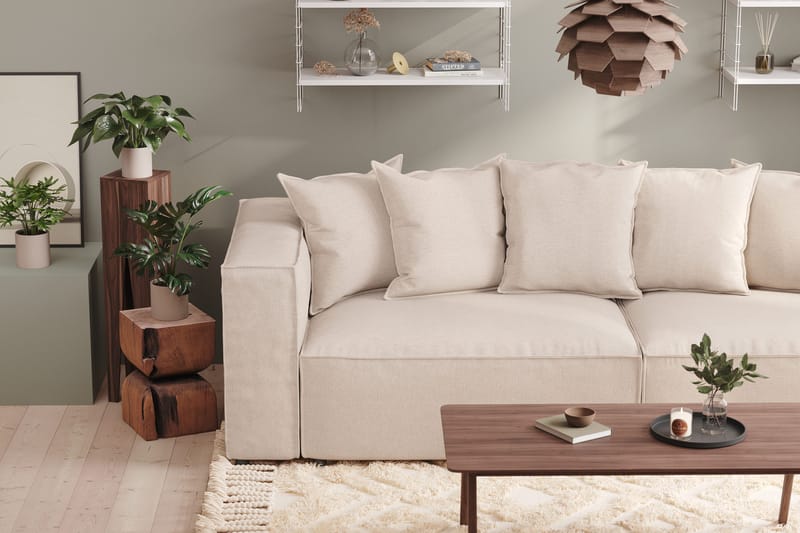 Cubo 4-seters Dyp Modulsofa i Stoff - Beige - Møbler - Sofaer - 4 seter sofa