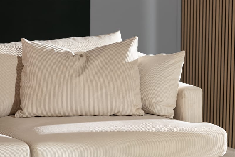 Menard 3-seters Dyp Manchestersofa - Beige - Møbler - Sofaer - 3 seter sofa
