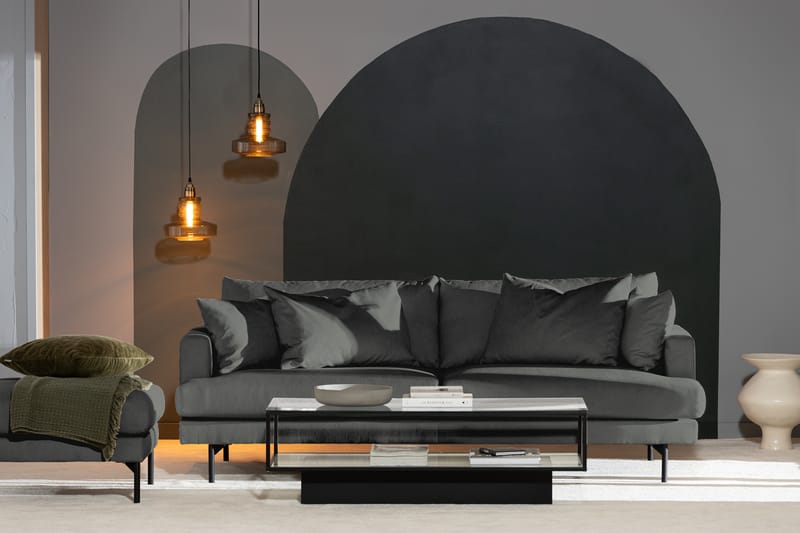 Menard 3-seters Dyp Manchestersofa - Grå - Møbler - Sofaer - 3 seter sofa