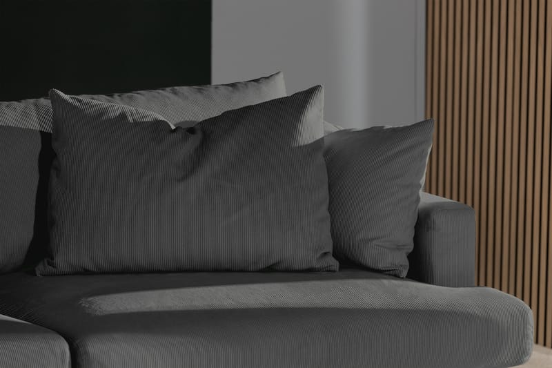 Menard 3-seters Dyp Manchestersofa - Grå - Møbler - Sofaer - 3 seter sofa