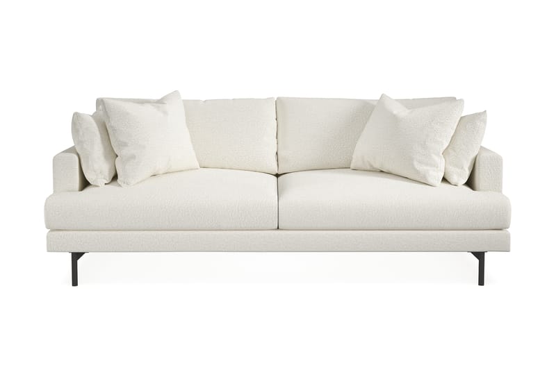 Menard 3-seters Dyp Sofa i Bouclé - Hvit - Møbler - Sofaer - 3 seter sofa