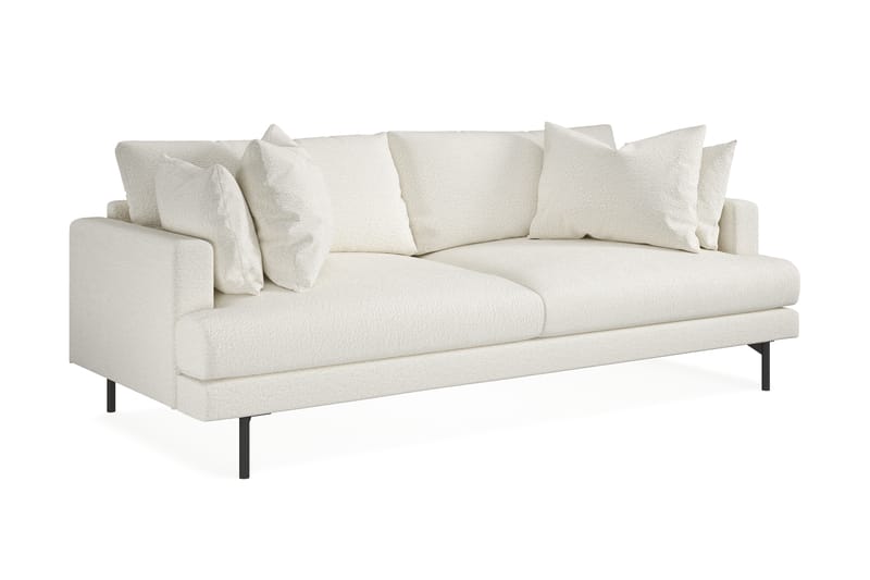 Menard 3-seters Dyp Sofa i Bouclé - Hvit - Møbler - Sofaer - 3 seter sofa