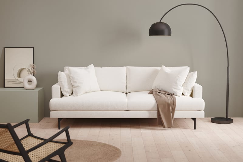 Menard 3-seters Dyp Sofa i Bouclé - Hvit - Møbler - Sofaer - 3 seter sofa