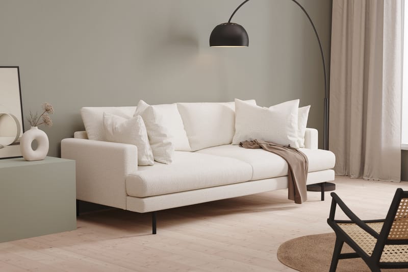 Menard 3-seters Dyp Sofa i Bouclé - Hvit - Møbler - Sofaer - 3 seter sofa