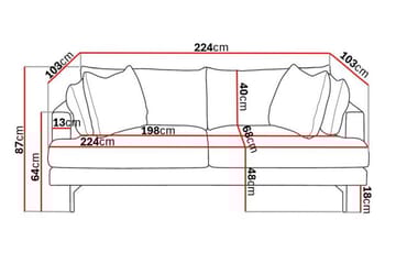 Menard 3-seters Dyp Stoffsofa - Beige - Møbler - Sofaer - 3 seter sofa