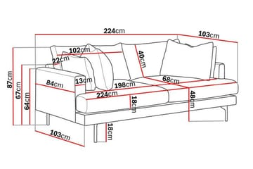 Menard 3-seters Dyp Stoffsofa - Beige - Møbler - Sofaer - 3 seter sofa