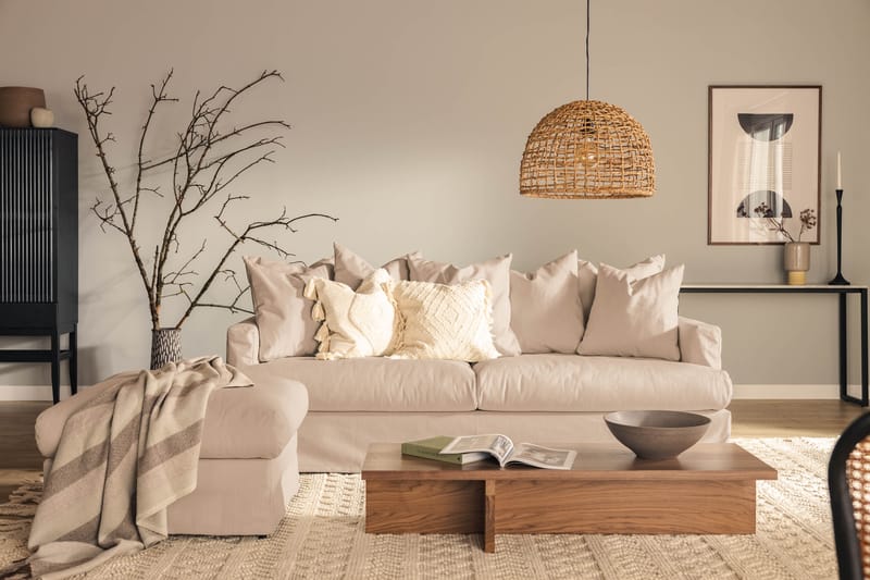 Menard 3-seters Dyp Stoffsofa - Beige - Møbler - Sofaer - 3 seter sofa
